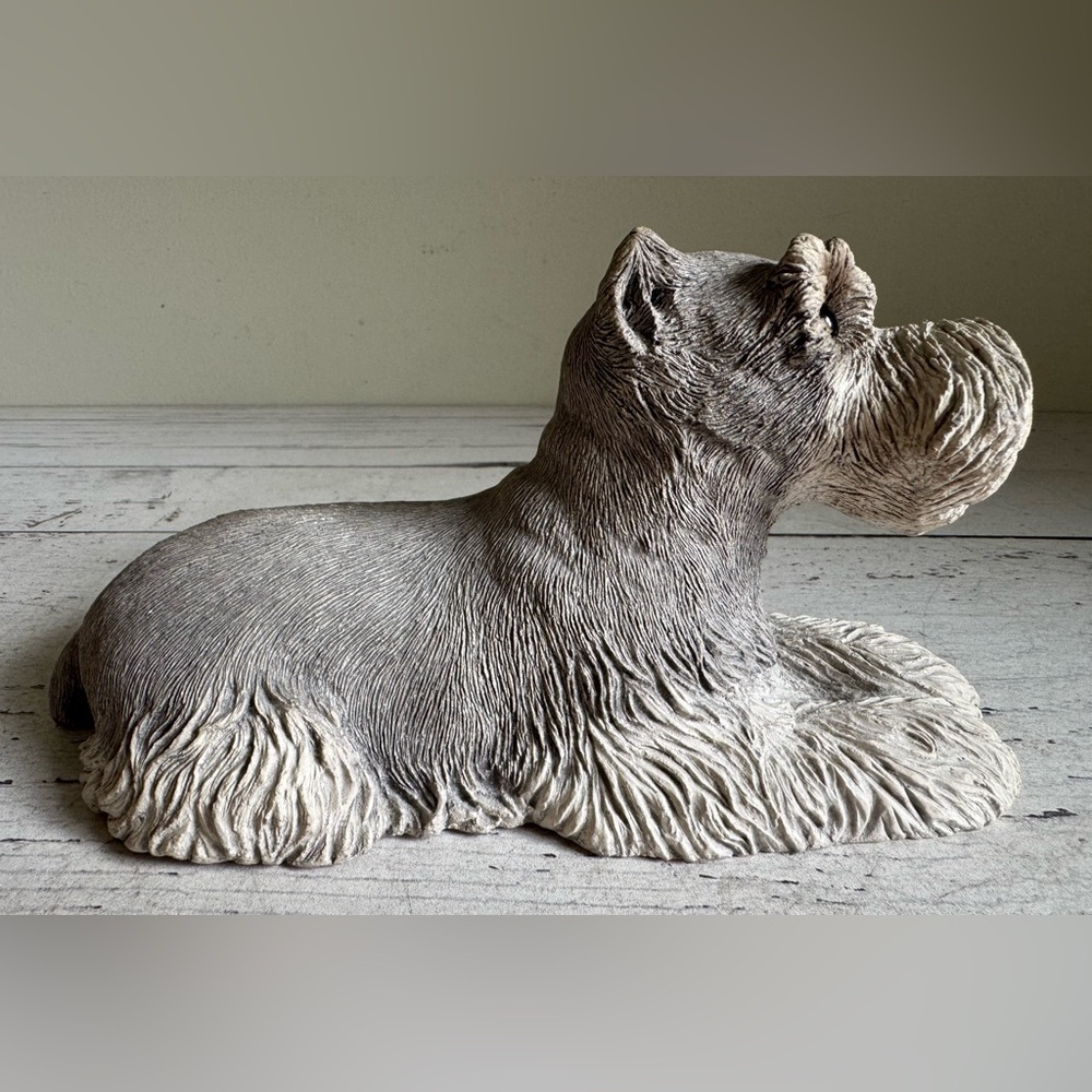 Vintage Large Schnauzer Dog Figurine Signed Sandra Brue for Sandicast